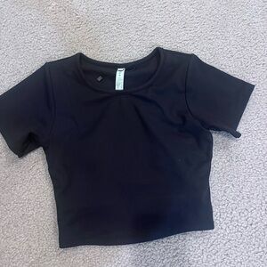 New P’Tula XS Black Short Sleeve Crop Top workout shirt buttery soft